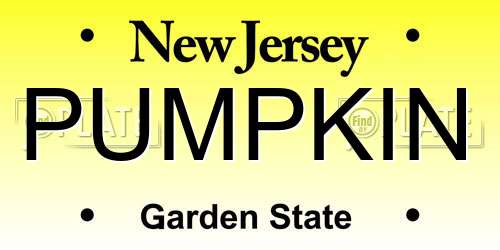 PUMPKIN New Jersey License Plate