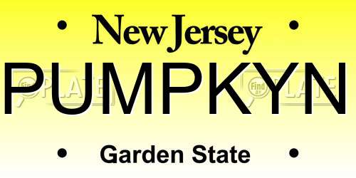 PUMPKYN New Jersey License Plate