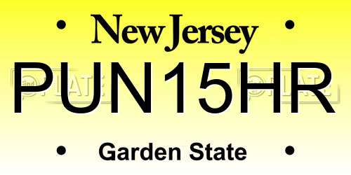 PUN15HR New Jersey License Plate