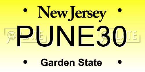 PUNE30 New Jersey License Plate