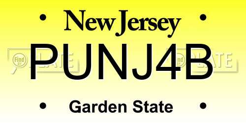 PUNJ4B New Jersey License Plate