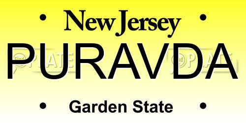 PURAVDA New Jersey License Plate