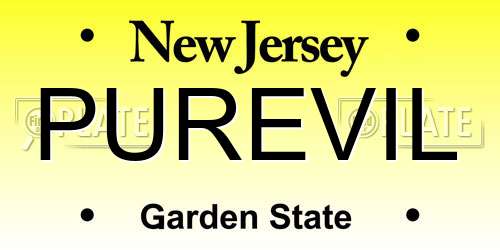 PUREVIL New Jersey License Plate