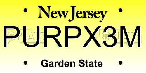 PURPX3M New Jersey License Plate