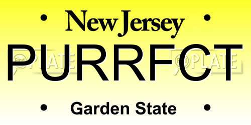 PURRFCT New Jersey License Plate
