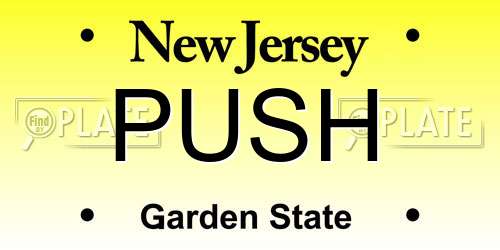 PUSH New Jersey License Plate