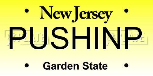 PUSHINP New Jersey License Plate