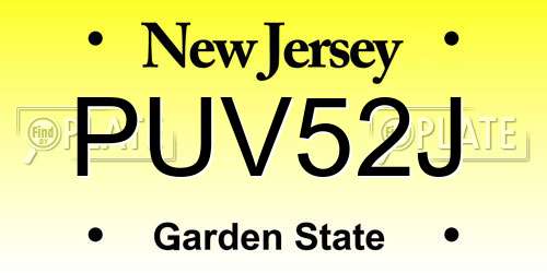 PUV52J New Jersey License Plate