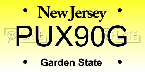 PUX90G New Jersey License Plate