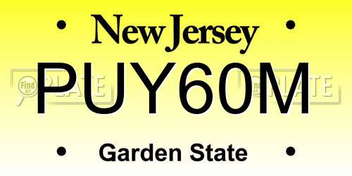 PUY60M New Jersey License Plate