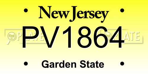 PV1864 New Jersey License Plate