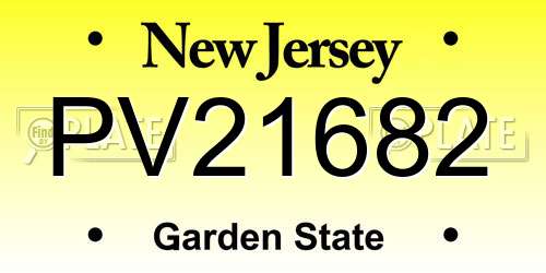PV21682 New Jersey License Plate