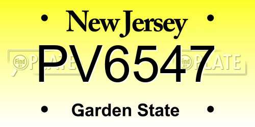 PV6547 New Jersey License Plate
