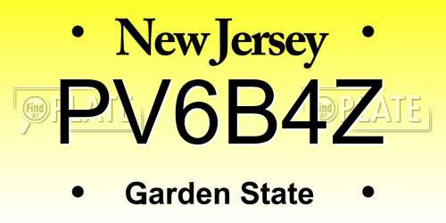 PV6B4Z New Jersey License Plate