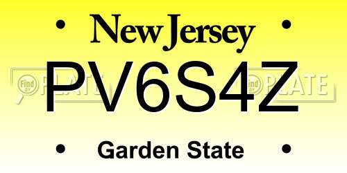 PV6S4Z New Jersey License Plate