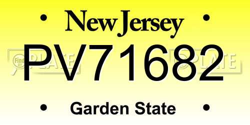 PV71682 New Jersey License Plate