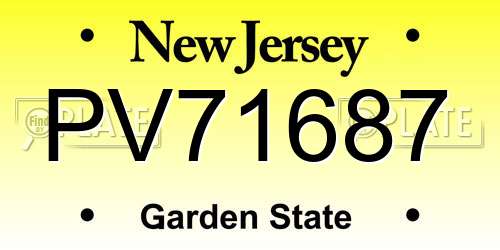 PV71687 New Jersey License Plate