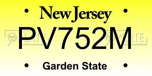 PV752M New Jersey License Plate