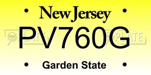 PV760G New Jersey License Plate