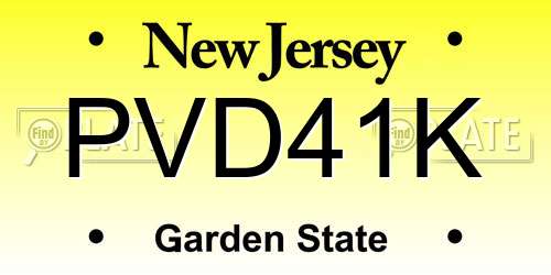PVD41K New Jersey License Plate