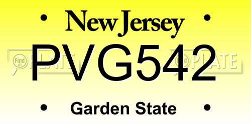 PVG542 New Jersey License Plate