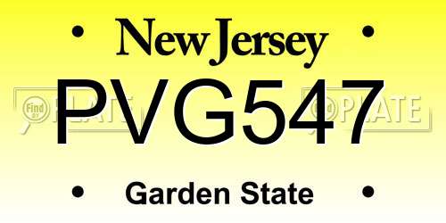 PVG547 New Jersey License Plate