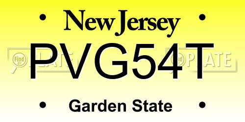 PVG54T New Jersey License Plate