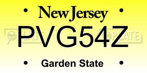 PVG54Z New Jersey License Plate