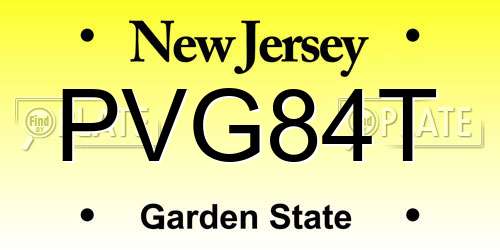 PVG84T New Jersey License Plate