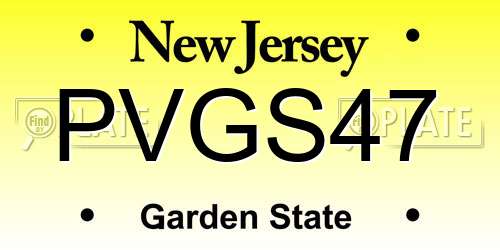 PVGS47 New Jersey License Plate