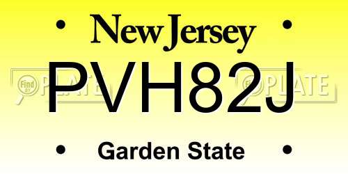 PVH82J New Jersey License Plate