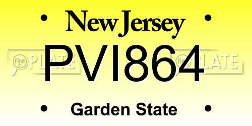 PVI864 New Jersey License Plate