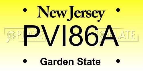 PVI86A New Jersey License Plate
