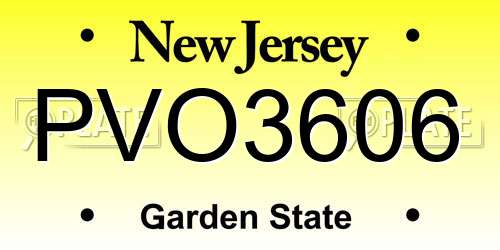 PVO3606 New Jersey License Plate