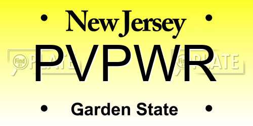 PVPWR New Jersey License Plate