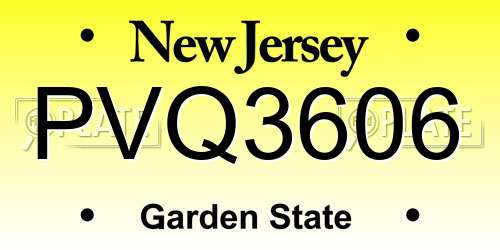 PVQ3606 New Jersey License Plate