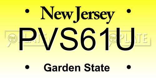 PVS61U New Jersey License Plate