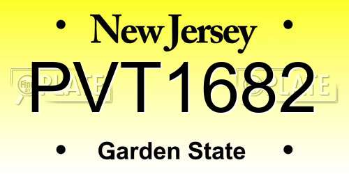 PVT1682 New Jersey License Plate
