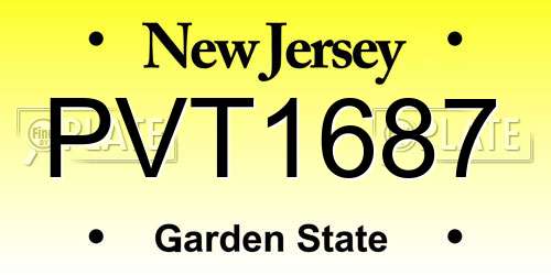 PVT1687 New Jersey License Plate