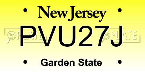 PVU27J New Jersey License Plate