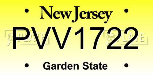 PVV1722 New Jersey License Plate