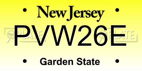 PVW26E New Jersey License Plate