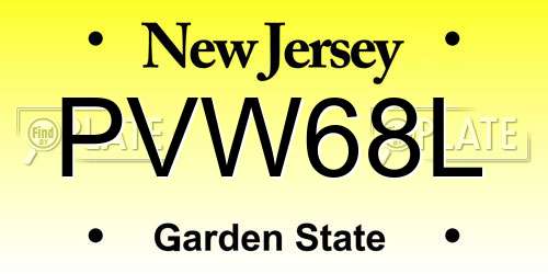 PVW68L New Jersey License Plate