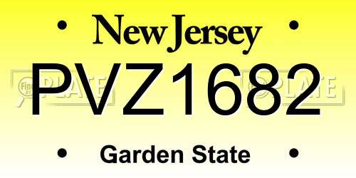 PVZ1682 New Jersey License Plate