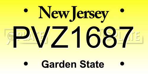 PVZ1687 New Jersey License Plate