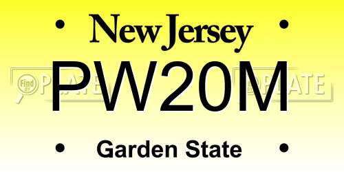 PW20M New Jersey License Plate