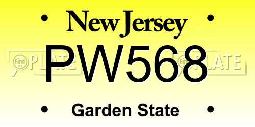 PW568 New Jersey License Plate