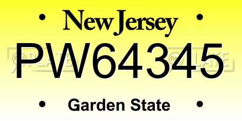 PW64345 New Jersey License Plate