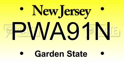 PWA91N New Jersey License Plate