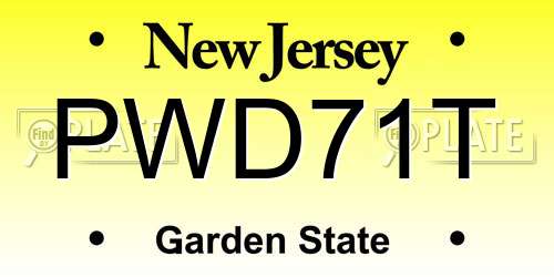 PWD71T New Jersey License Plate